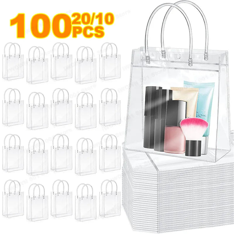 Lot Transparent Soft PVC Gift Tote Packaging Bags with Hand Loop Clear